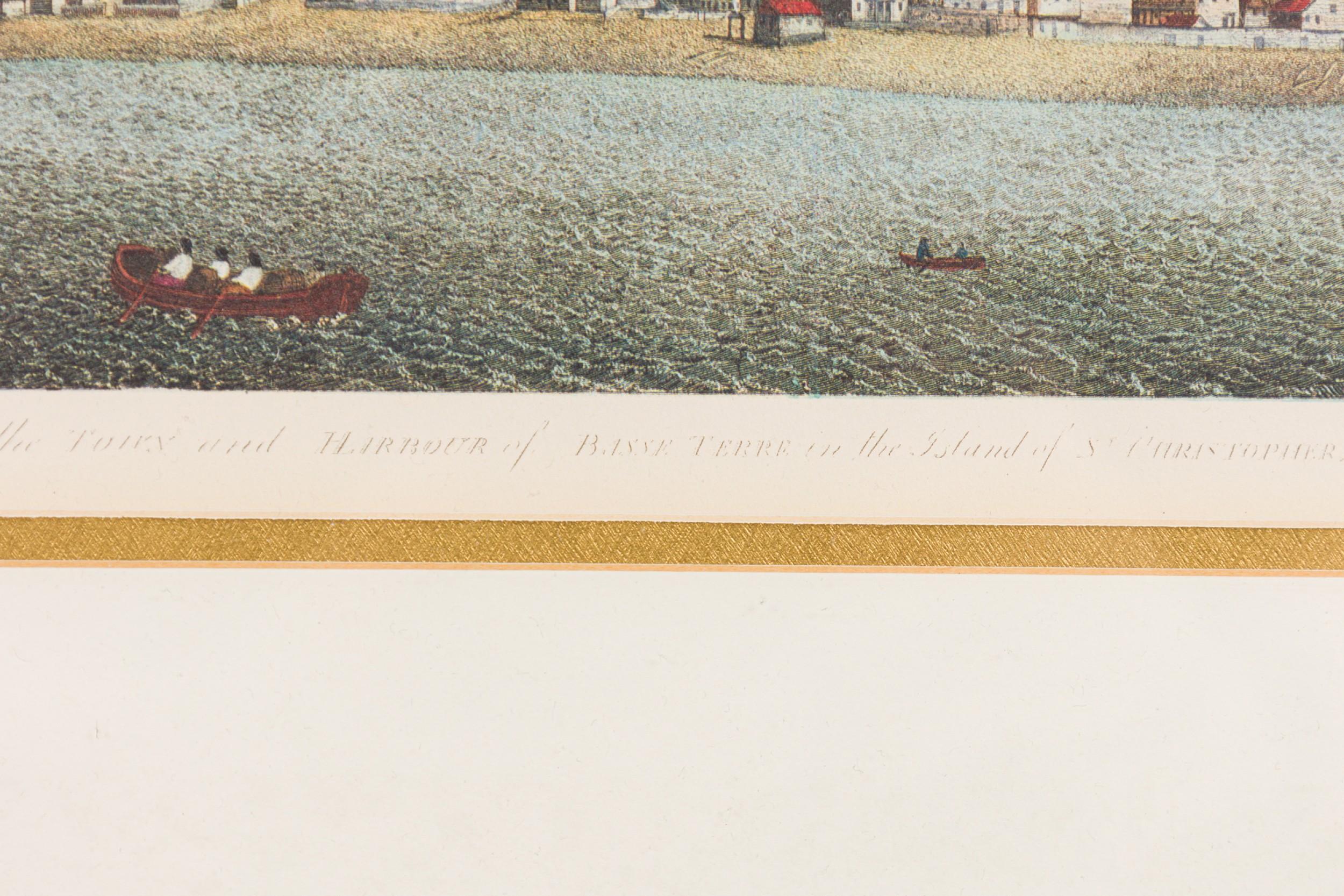 Gravure victorienne anglaise d'un paysage marin représentant une ville portuaire et un voilier avec un Bon état - En vente à Queens, NY