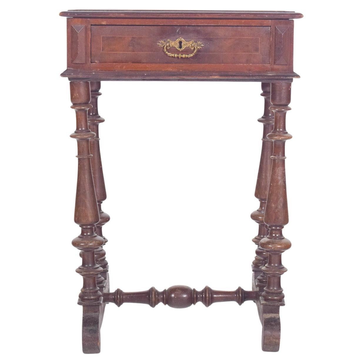 English Victorian Sewing Table with One Drawer
