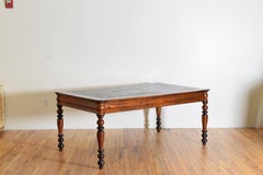 English Victorian Shaped Light Mahogany & Leather Top Library Table, 3rdq 19thc