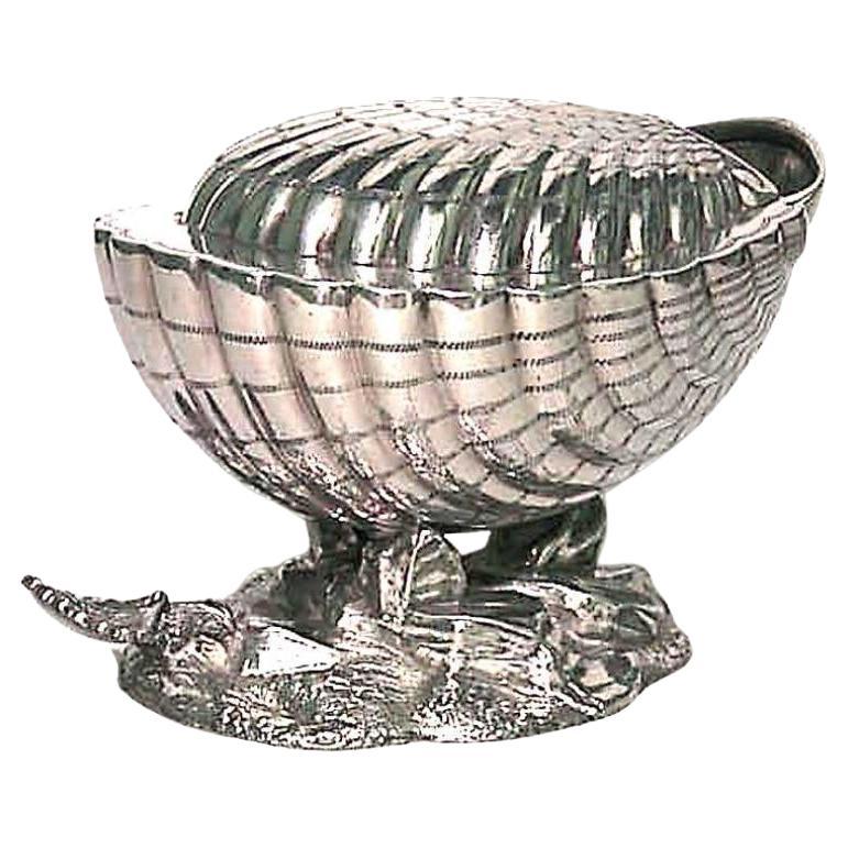 English Victorian Shell Shaped Silver Spoon Warmer For Sale