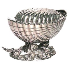 English Victorian Shell Shaped Silver Spoon Warmer English Victorian Shell Shaped Silver Spoon Warmer