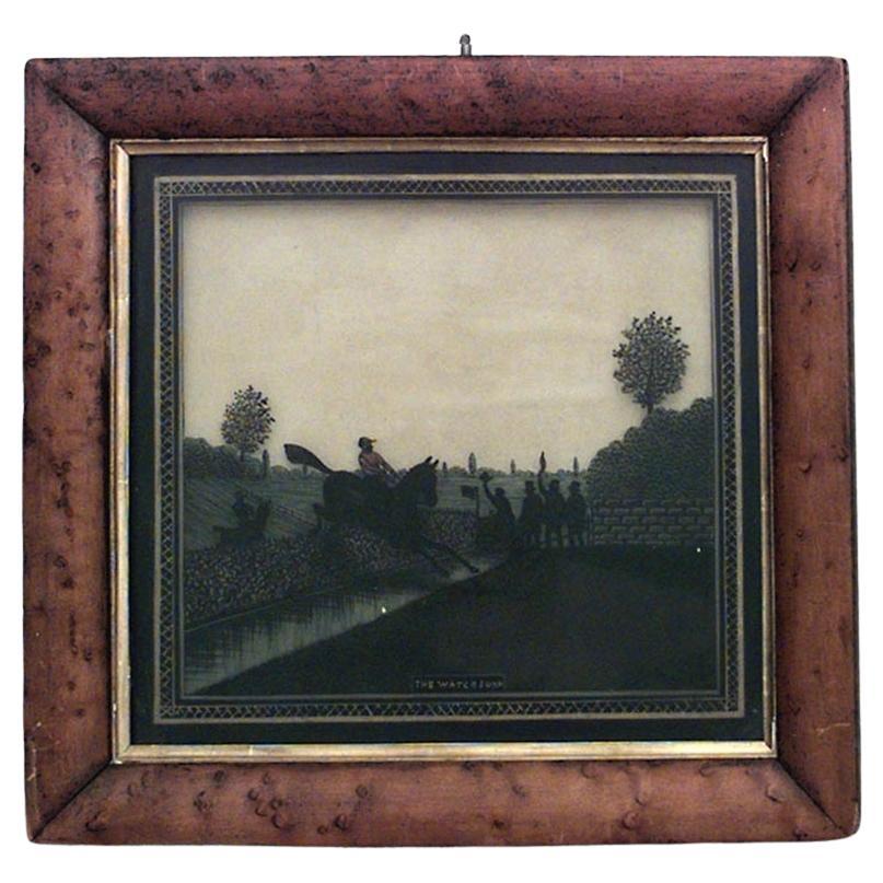 English Victorian Silhouette of Steeplechase For Sale