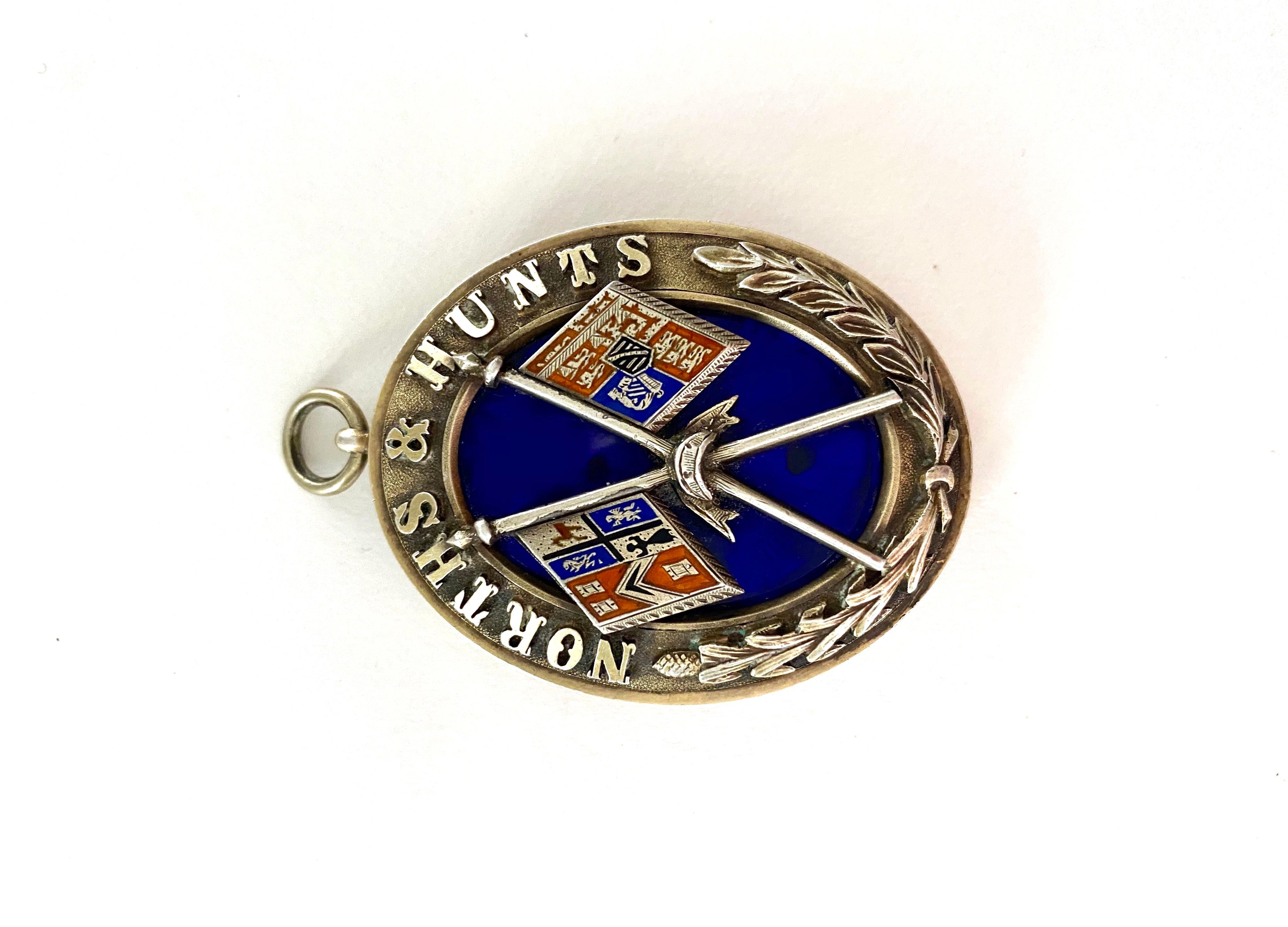 English Victorian Silver and Enamel Norths and Hunts Pendant  In Good Condition For Sale In New York, NY