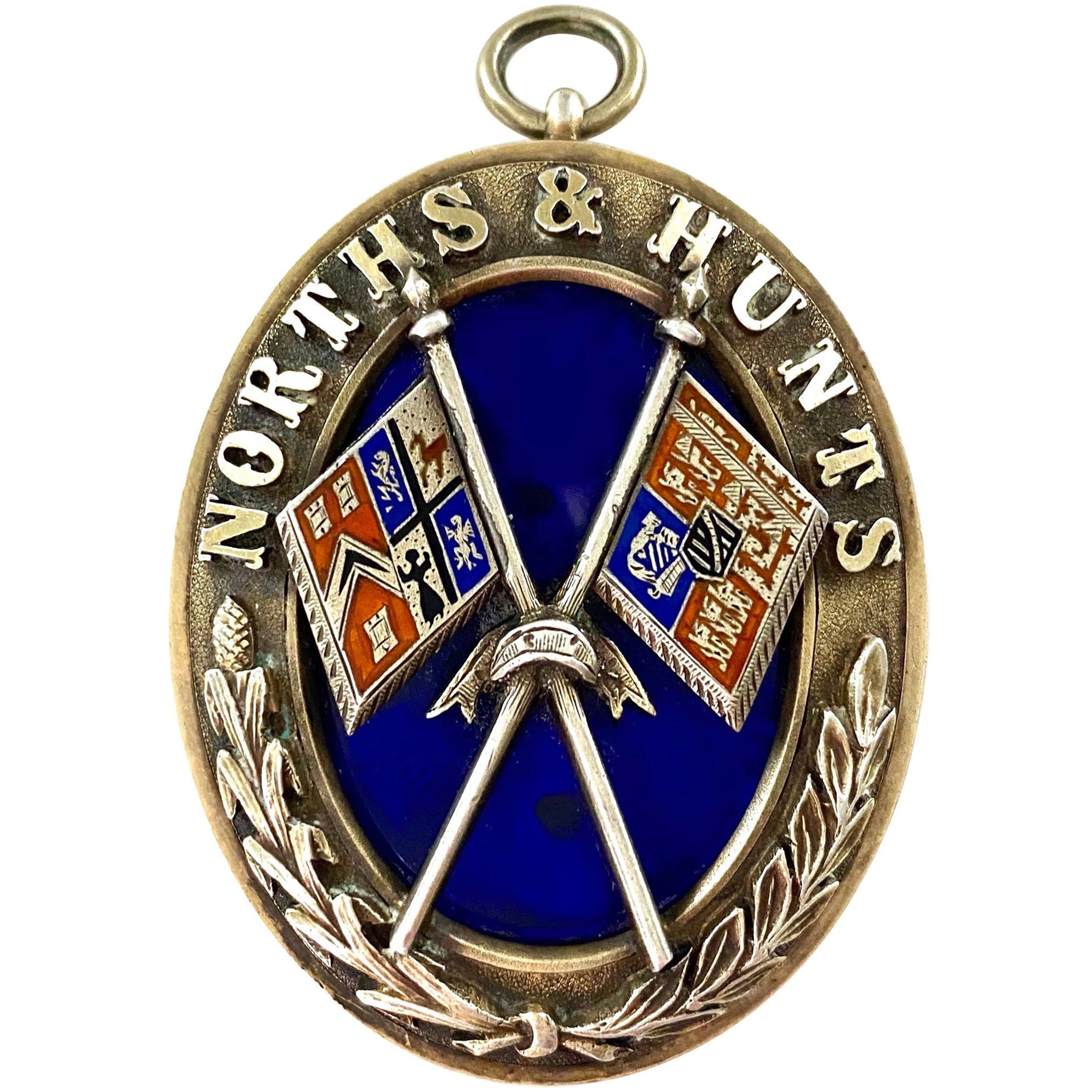 English Victorian Silver and Enamel Norths and Hunts Pendant  For Sale