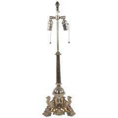 Antique English Victorian Silver Plated Camel Table Lamp