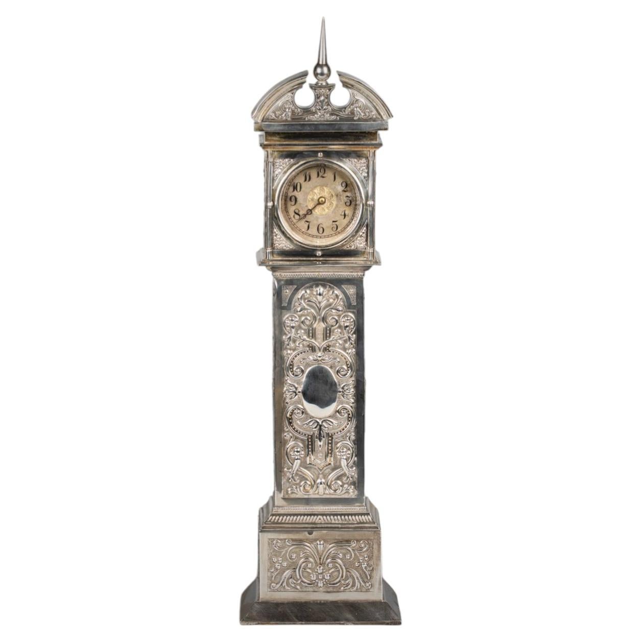 English Victorian Silver Clock