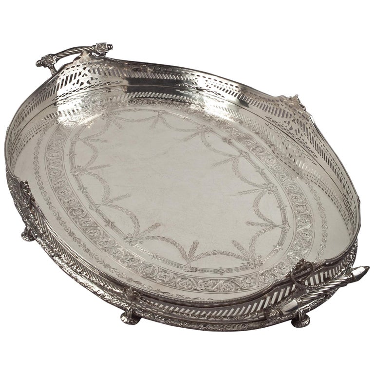 English Victorian Silver Gallery Tray For Sale at 1stDibs