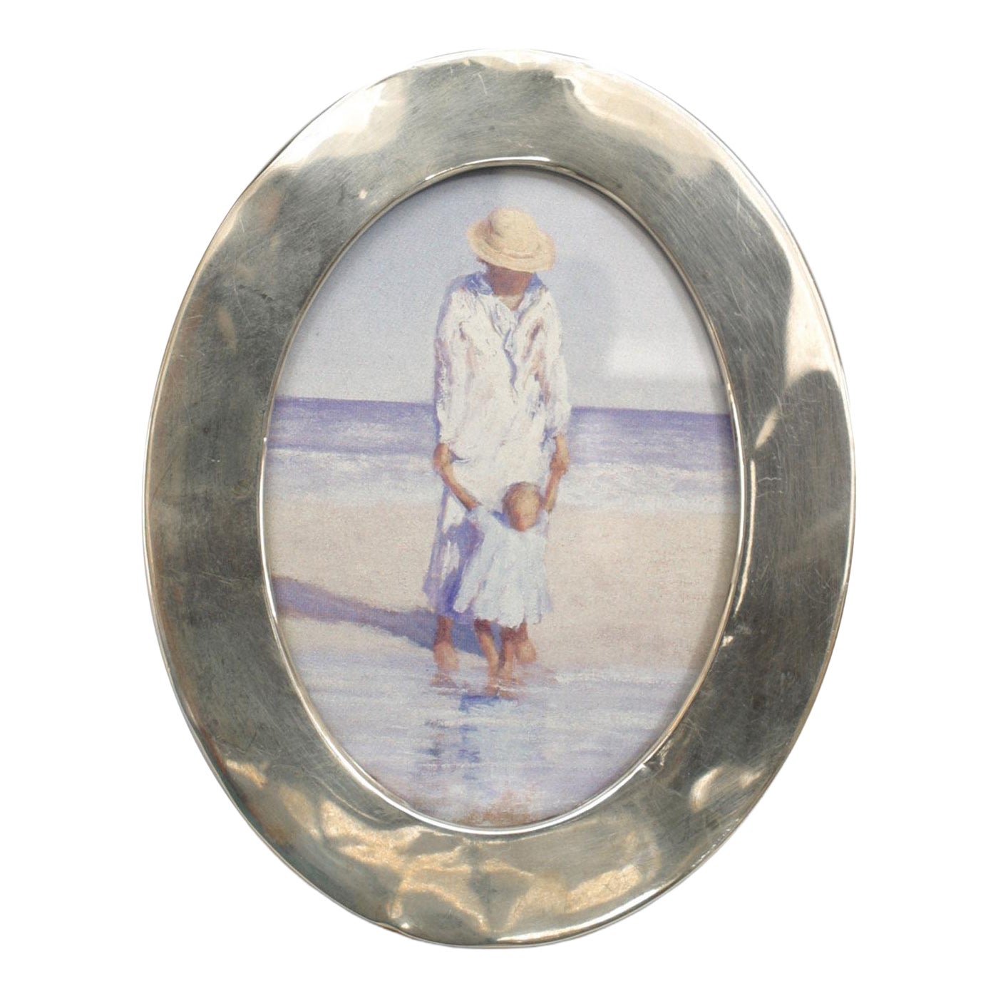English Victorian Silver Oval Picture Frame