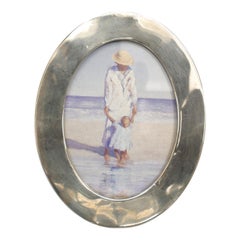 English Victorian Silver Oval Picture Frame