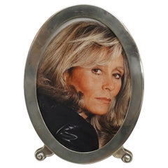 Antique English Victorian Silver Oval Picture Frame