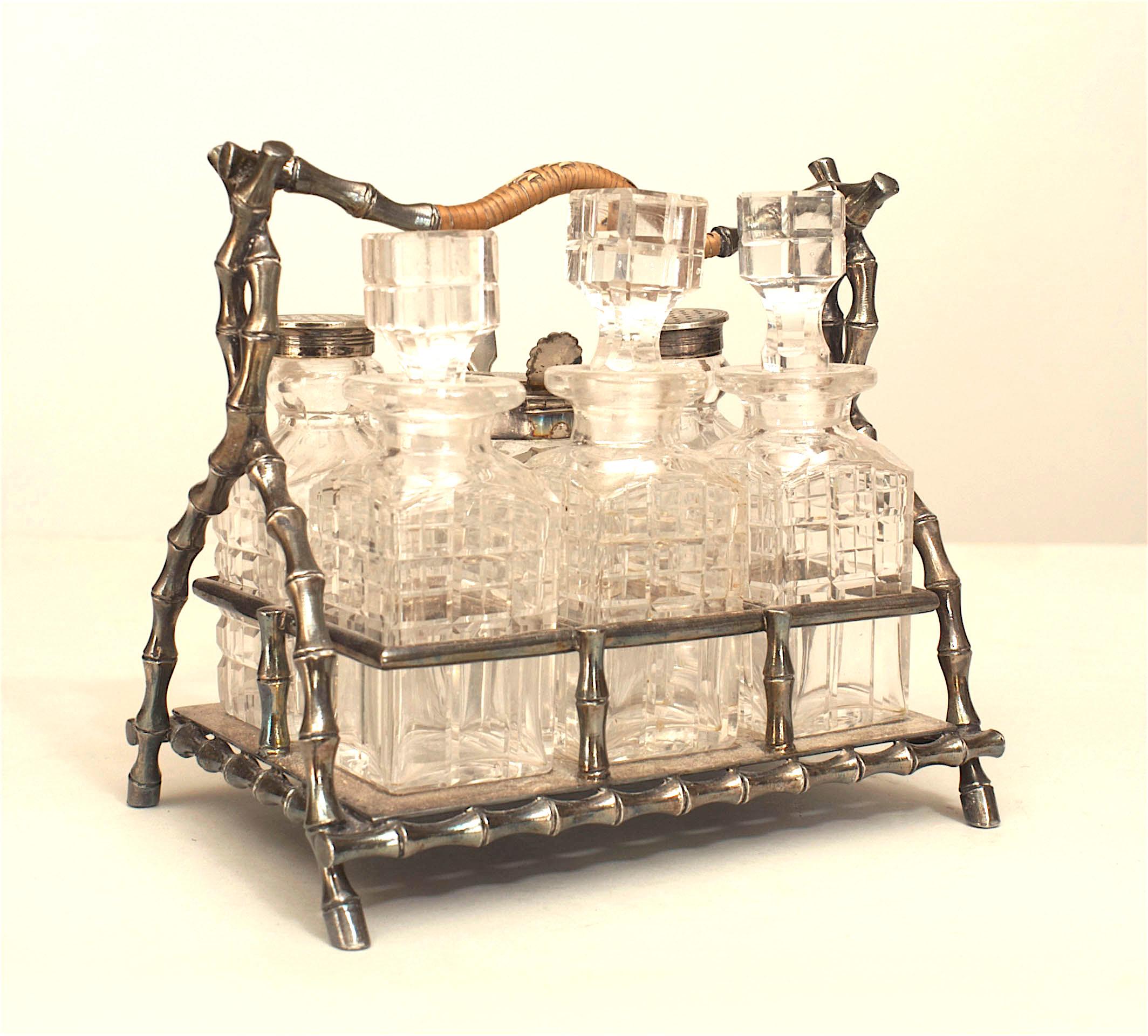 Englisches viktorianisches Set aus Silberblech und Kristallkruste (Viktorianisch) im Angebot