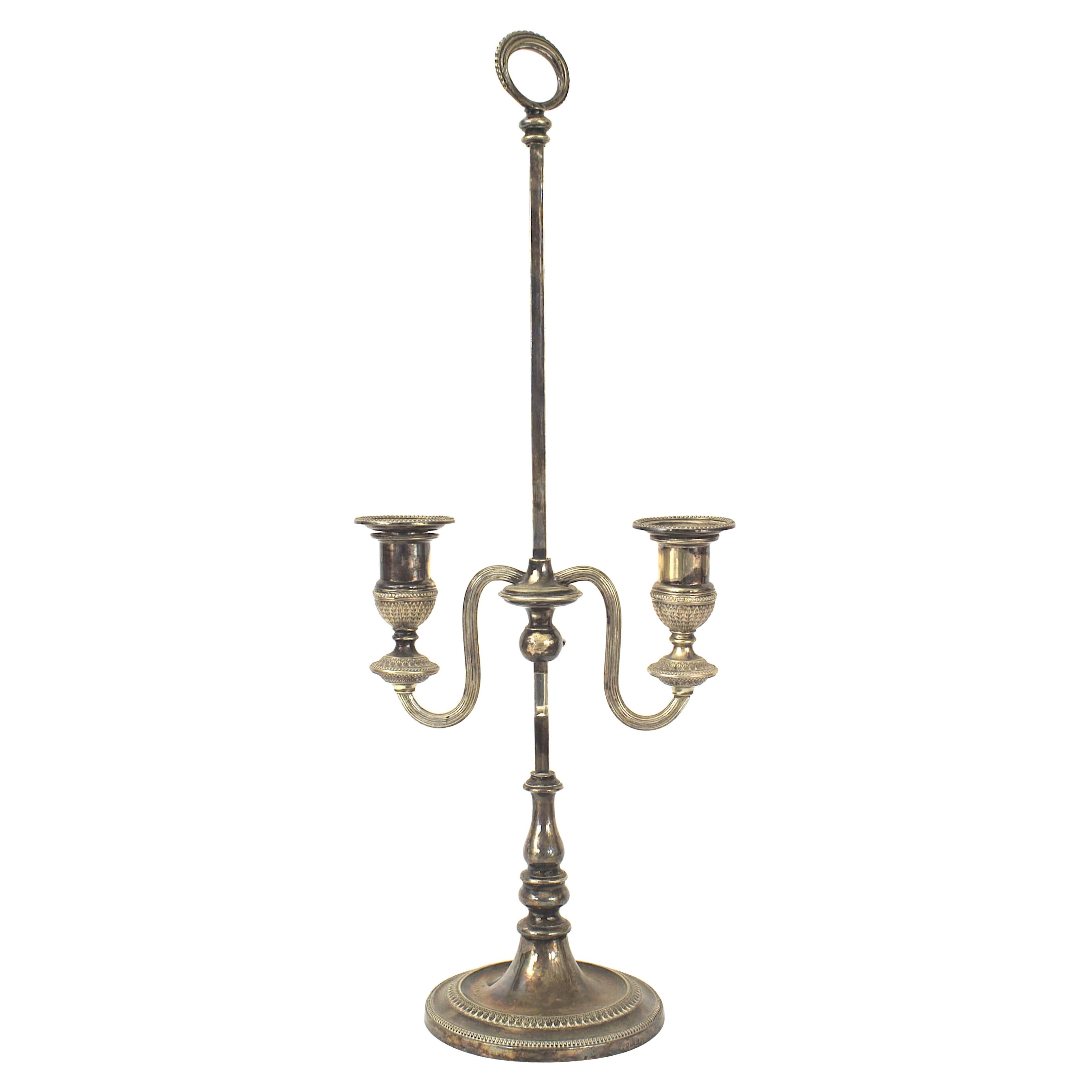 Portacandele vittoriano inglese in silver plate in vendita