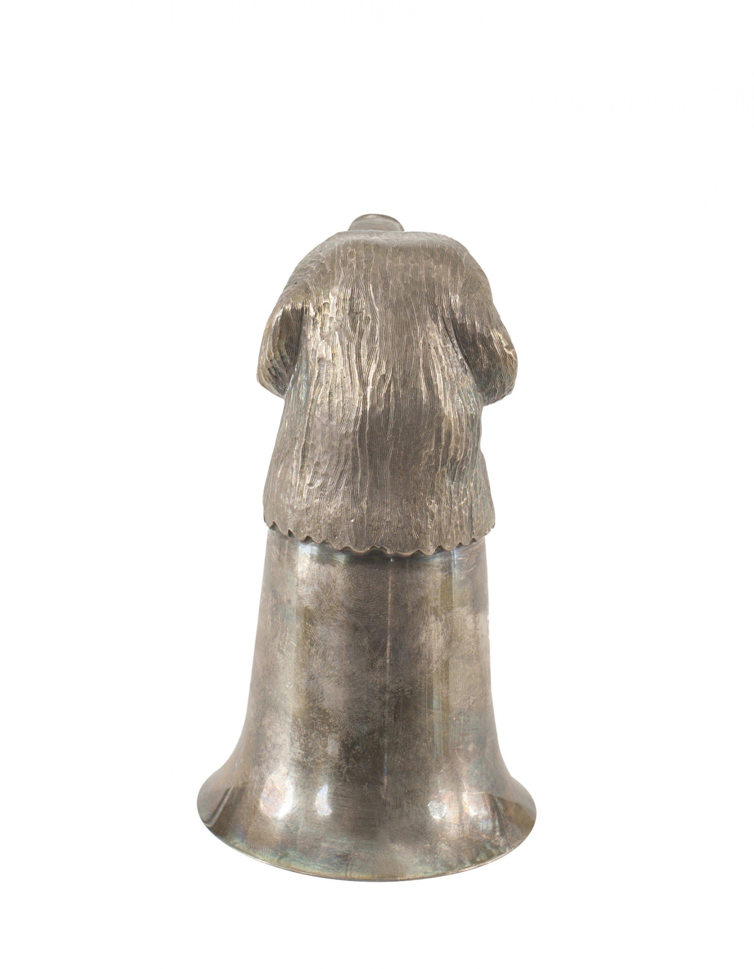 Late 19th century English Victorian silver plate cup with dog head.
 