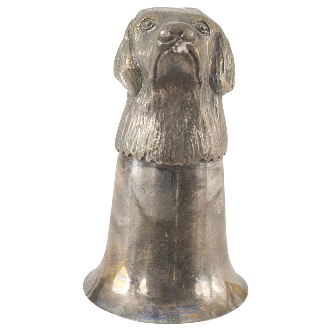 English Victorian Silver Plate Cup With Dog Head