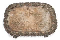 English Victorian Silver Plate Footed Tray
