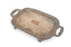 English Victorian Silver Plate Footed Tray