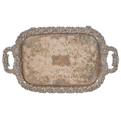 English Victorian Silver Plate Footed Tray