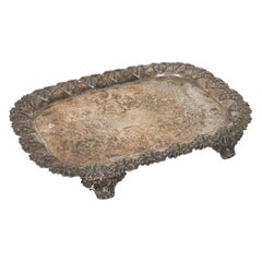 English Victorian Silver Plate Footed Tray