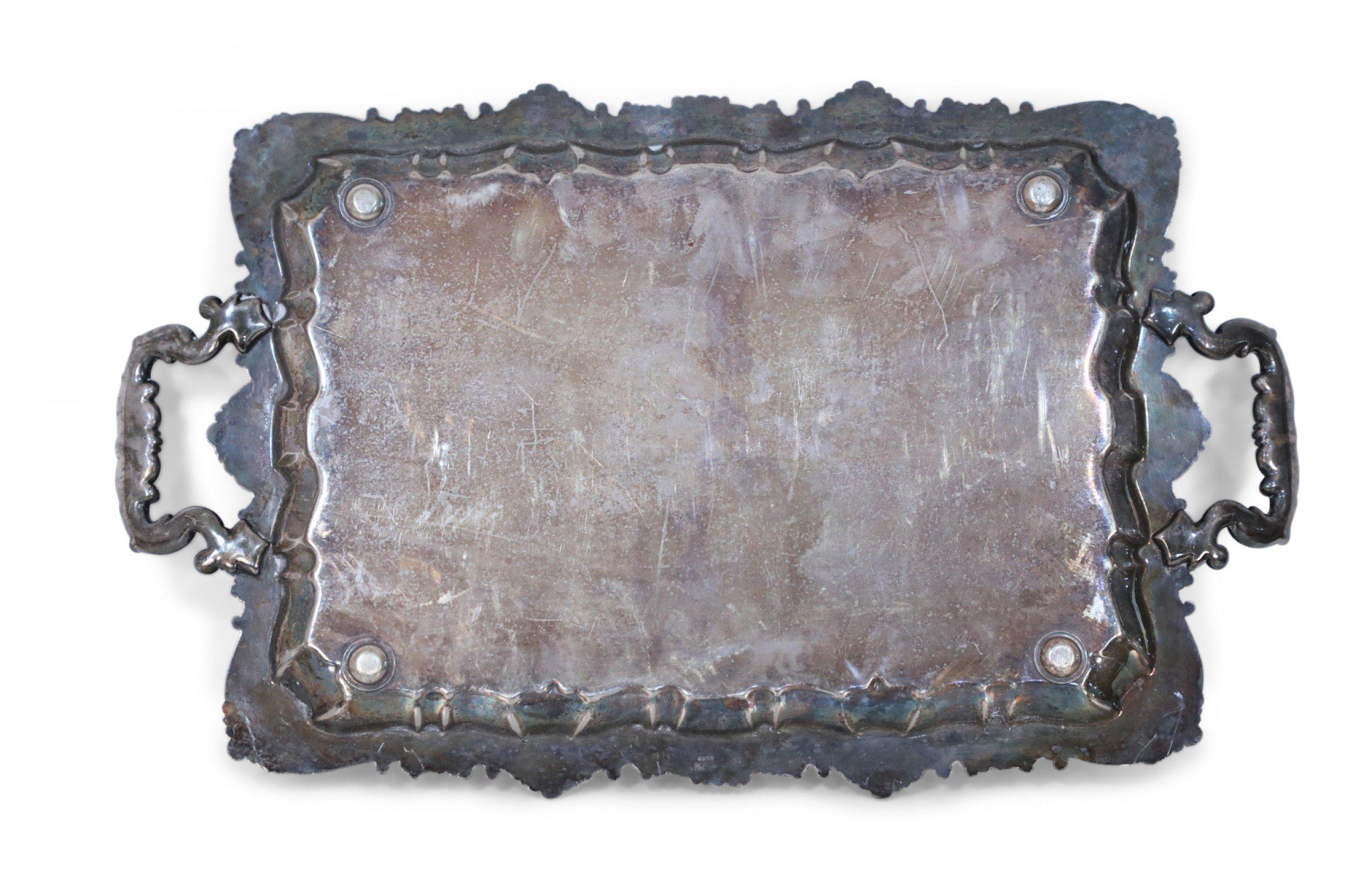 English Victorian Silver Plate Monogrammed and Engraved Serving Tray For Sale 2