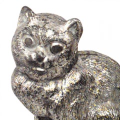 English Victorian Silver Plate Napkin Ring with Cat