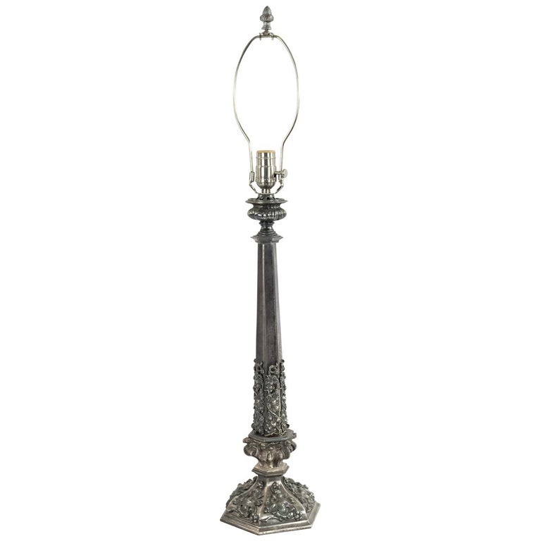 English Victorian Silver Plate Table Lamp For Sale at 1stDibs