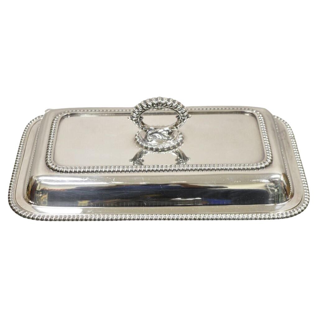 English Victorian Silver Plated Lidded Serving Platter Tray Vegetable Dish For Sale