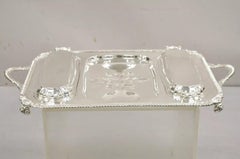English Victorian Silver Plated Meat Cutlery Serving Platter Tray w/ Covers