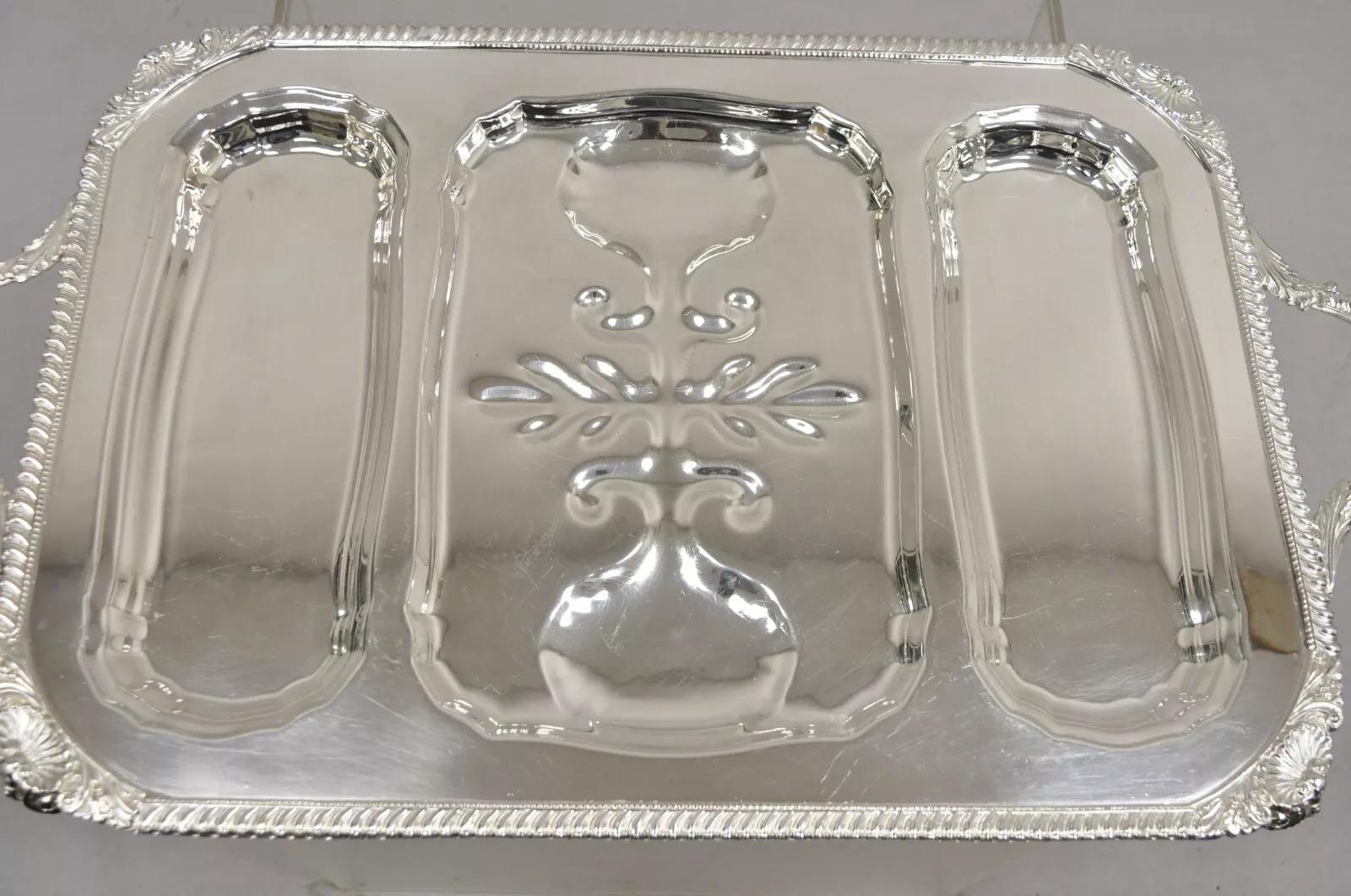 Englisches viktorianisches versilbertes Fleischbesteck Servierplatte Tablett w / Abdeckungen (Versilberung) im Angebot
