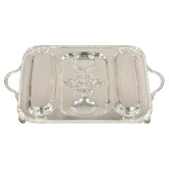 English Victorian Silver Plated Meat Cutlery Serving Platter Tray w/ Covers