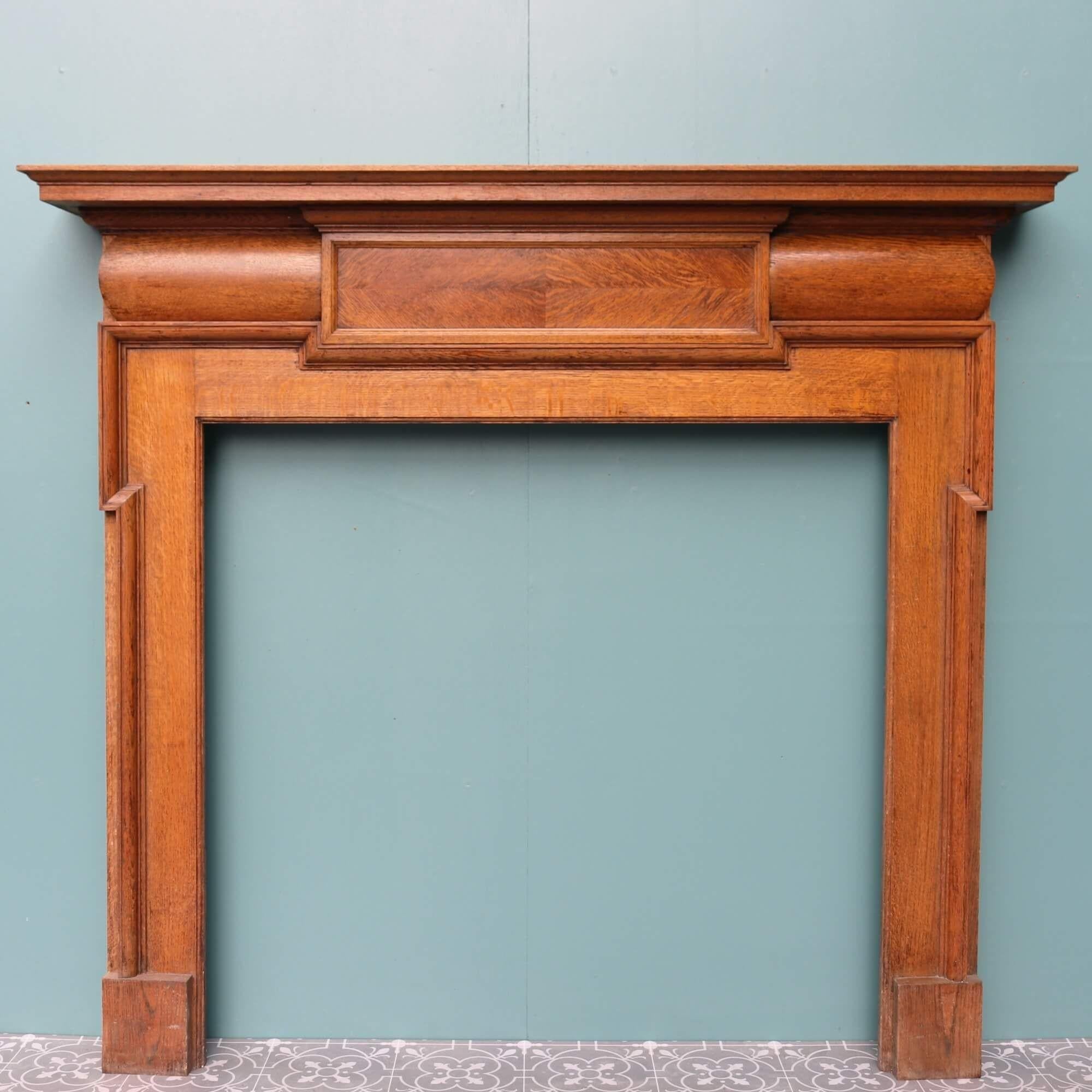 English Victorian Solid Oak Fire Mantel In Fair Condition For Sale In Wormelow, Herefordshire