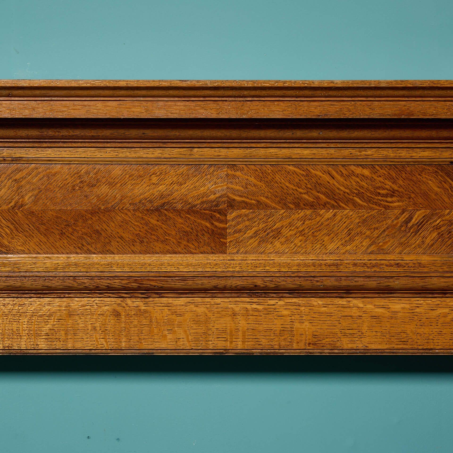 20th Century English Victorian Solid Oak Fire Mantel For Sale