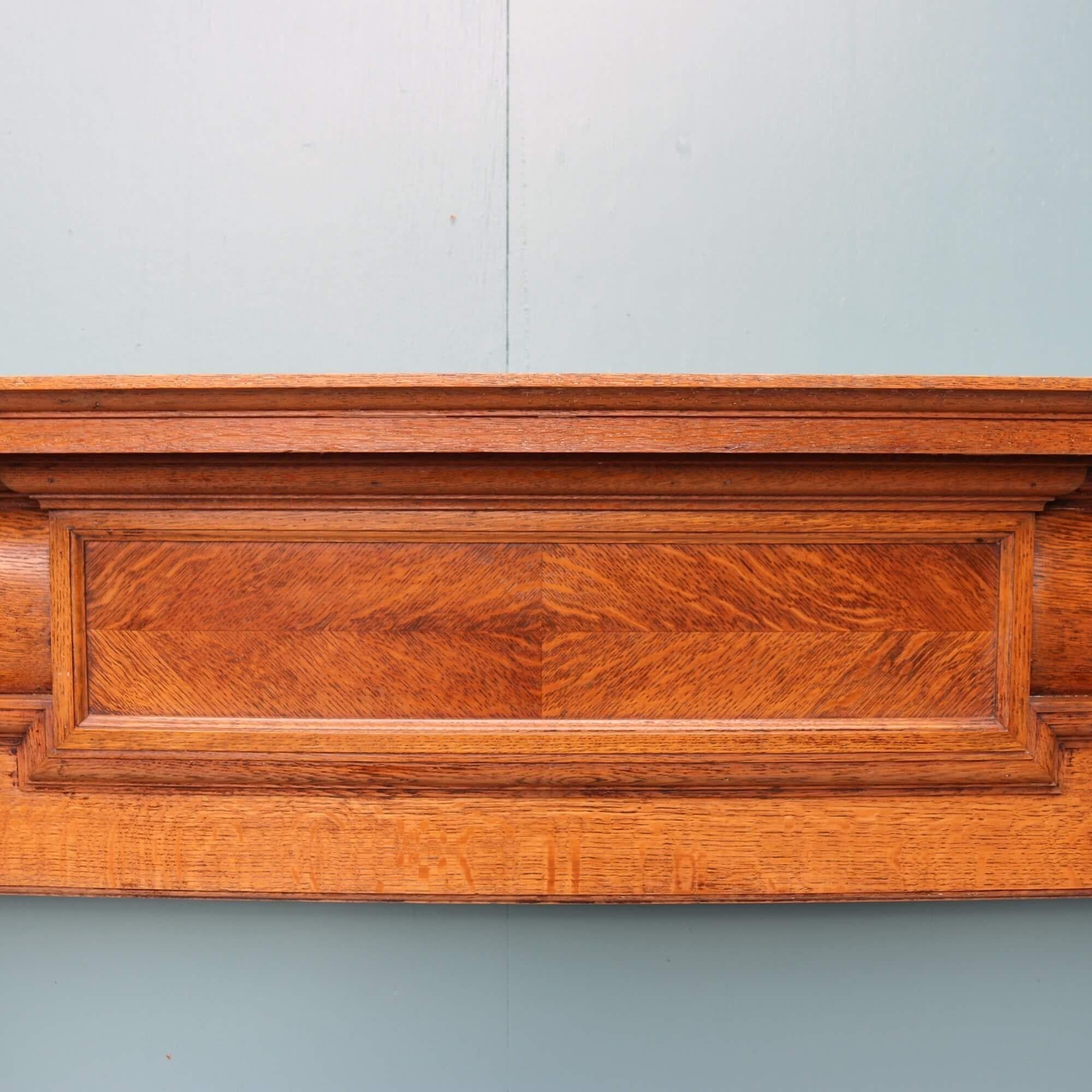 English Victorian Solid Oak Fire Mantel For Sale 2