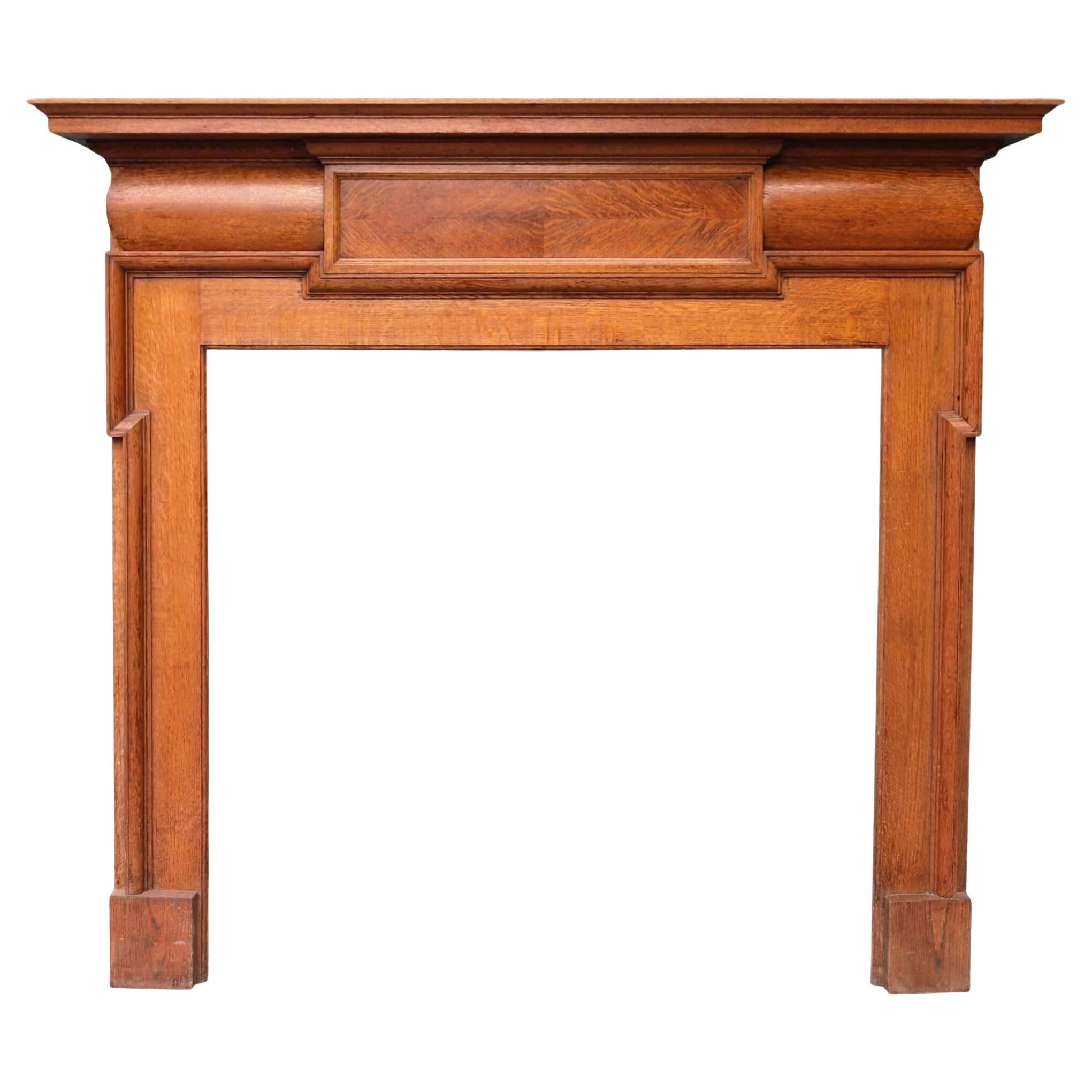 English Victorian Solid Oak Fire Mantel For Sale