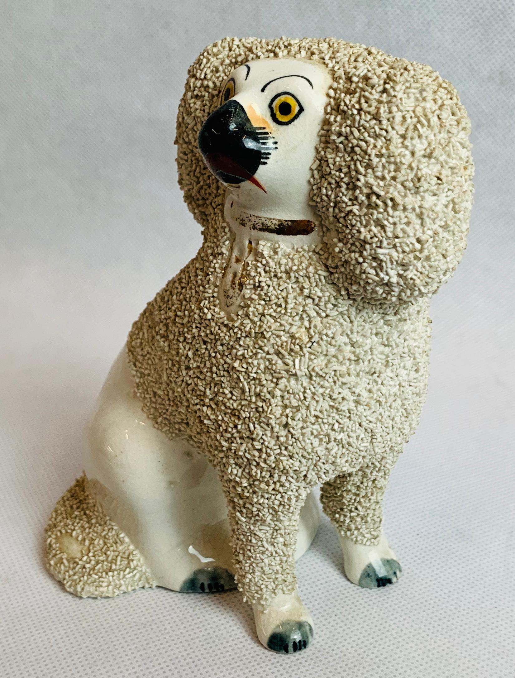 English Staffordshire white glazed Poodle. To make these dogs look more attreactive 