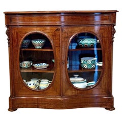 English Victorian Stained Walnut Display Cabinet, circa 1880