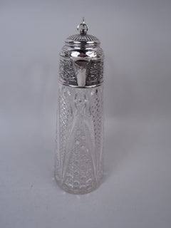 English Victorian Sterling Silver Brilliant-Cut Glass Claret Jug, 1898