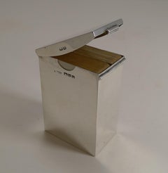 English Victorian Sterling Silver Playing Card Box, Original Cards, 1899