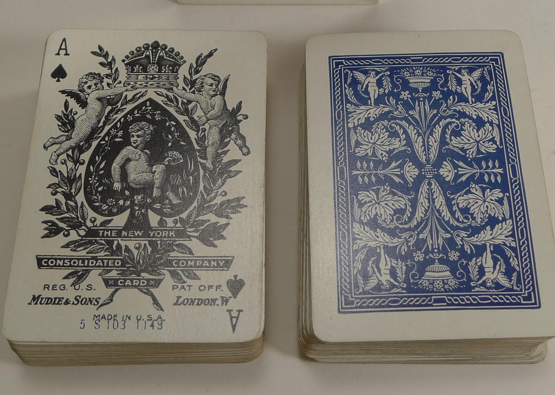English Victorian Sterling Silver Playing Card Box, Original Cards, 1899 4
