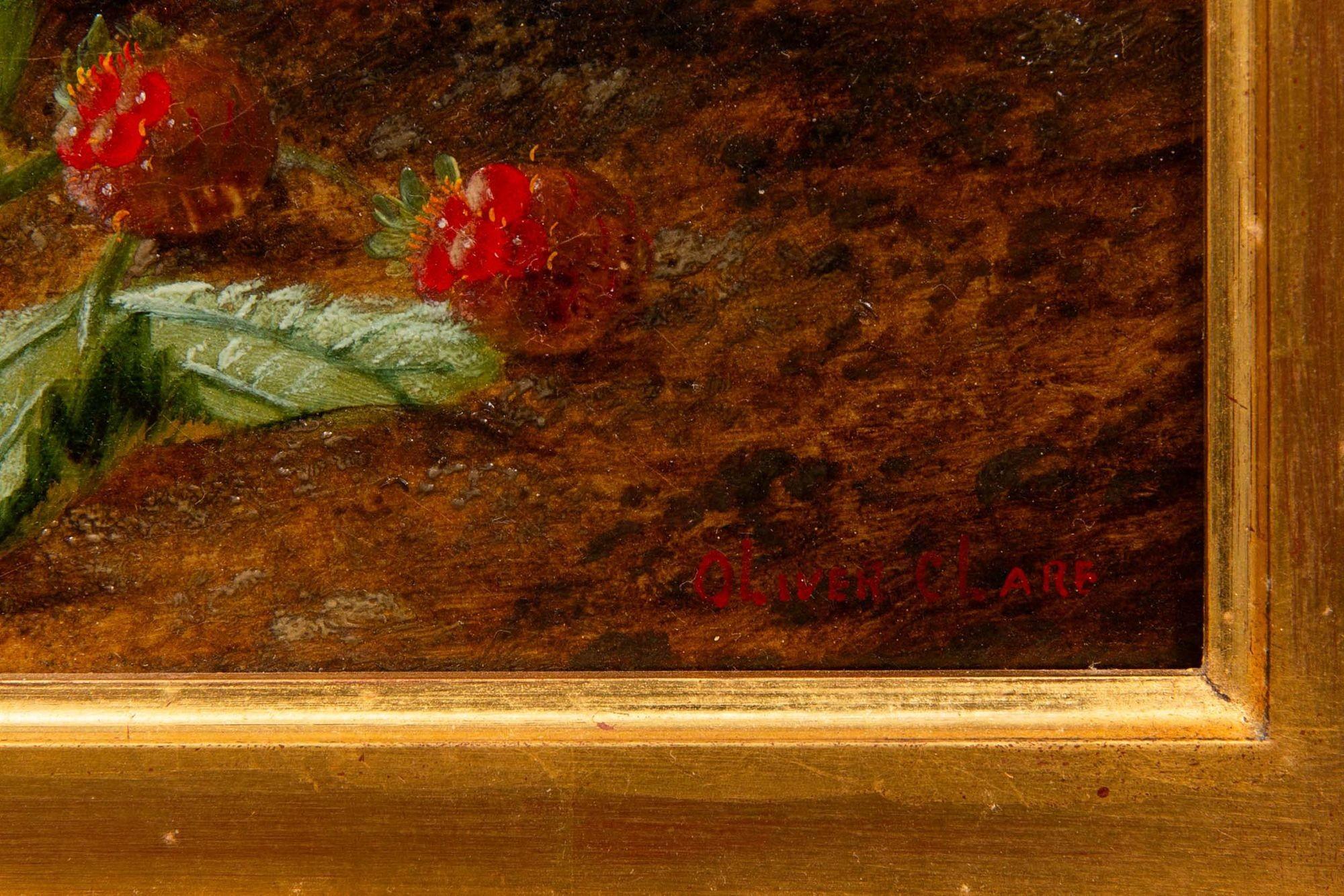 English Victorian Still-Life Oil Painting of Grapes & Plums by Oliver Clare 6