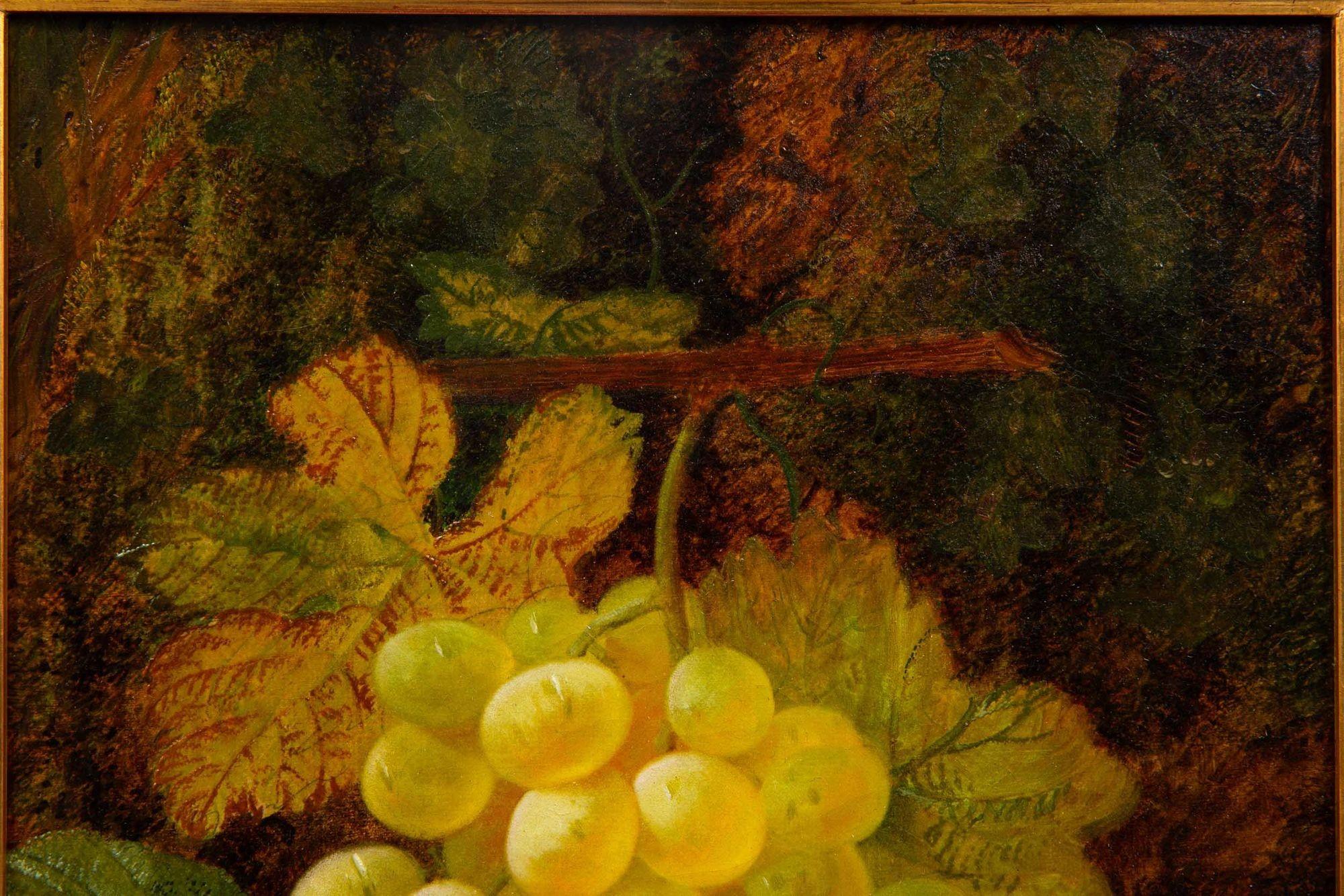 20th Century English Victorian Still-Life Oil Painting of Grapes & Plums by Oliver Clare