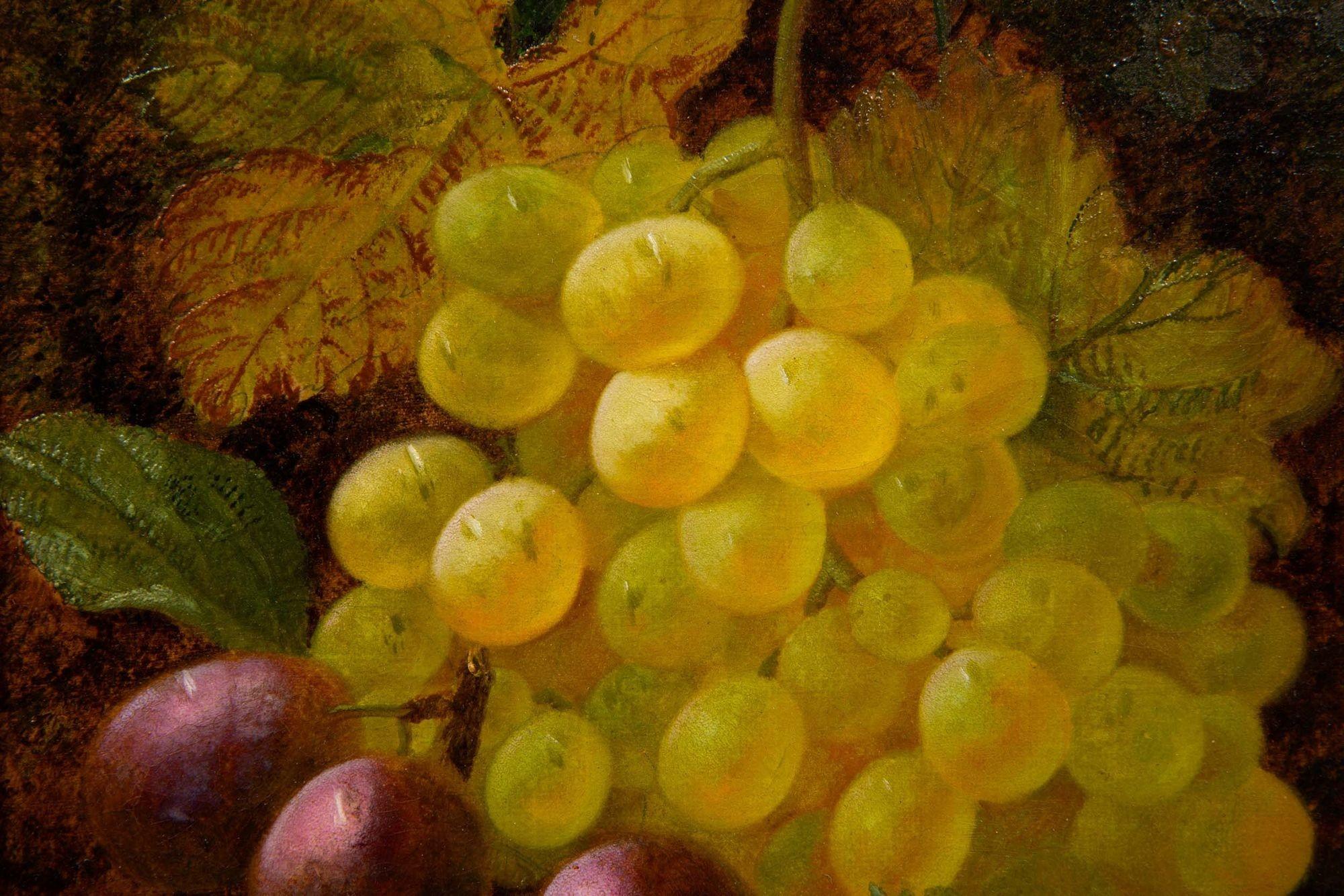 English Victorian Still-Life Oil Painting of Grapes & Plums by Oliver Clare 3
