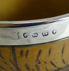 English Victorian Stoneware and Sterling Silver Ice Bucket / Pail, 1873