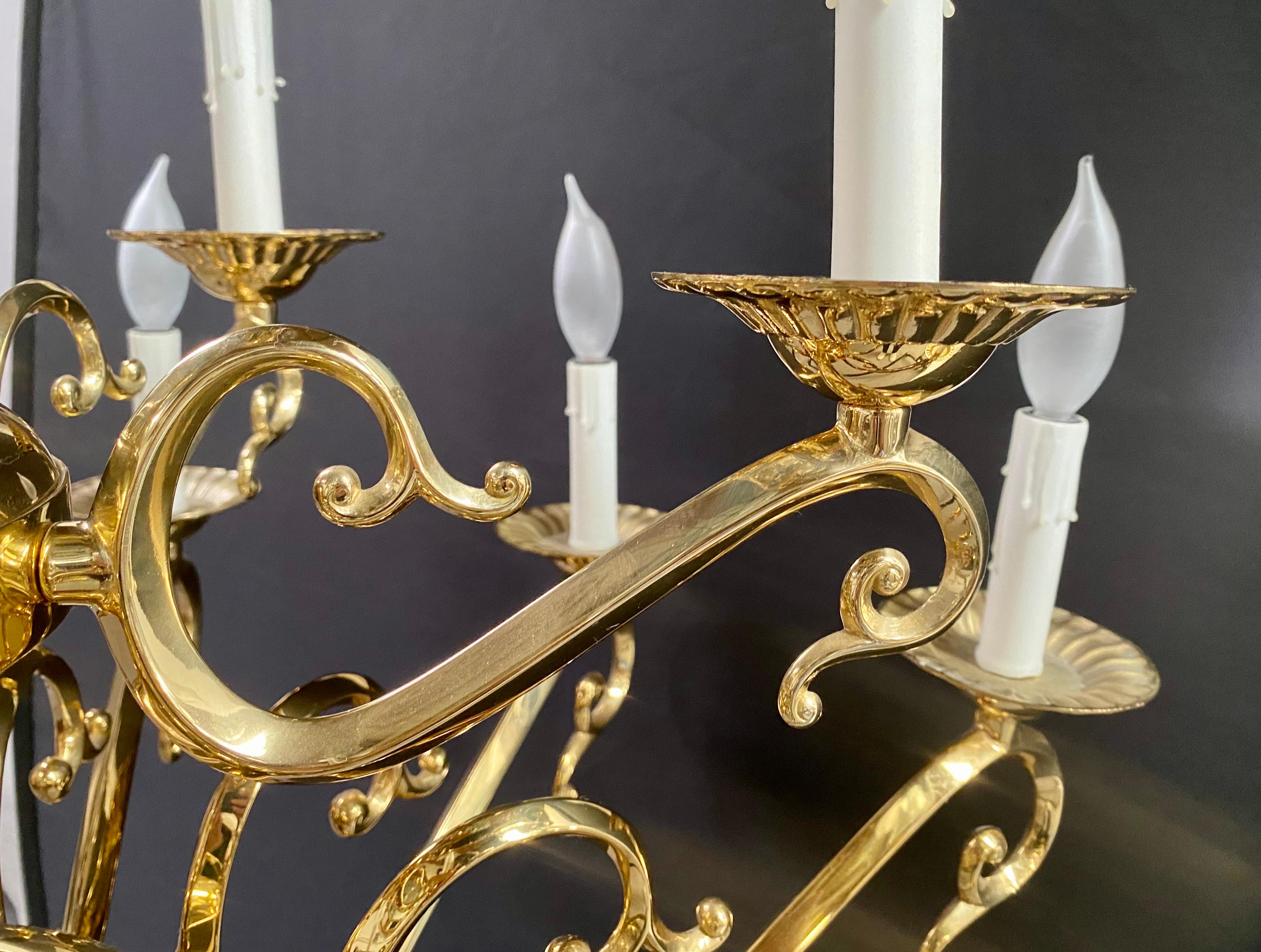 English Victorian Style Brass Chandelier, 15 Arms  For Sale 10
