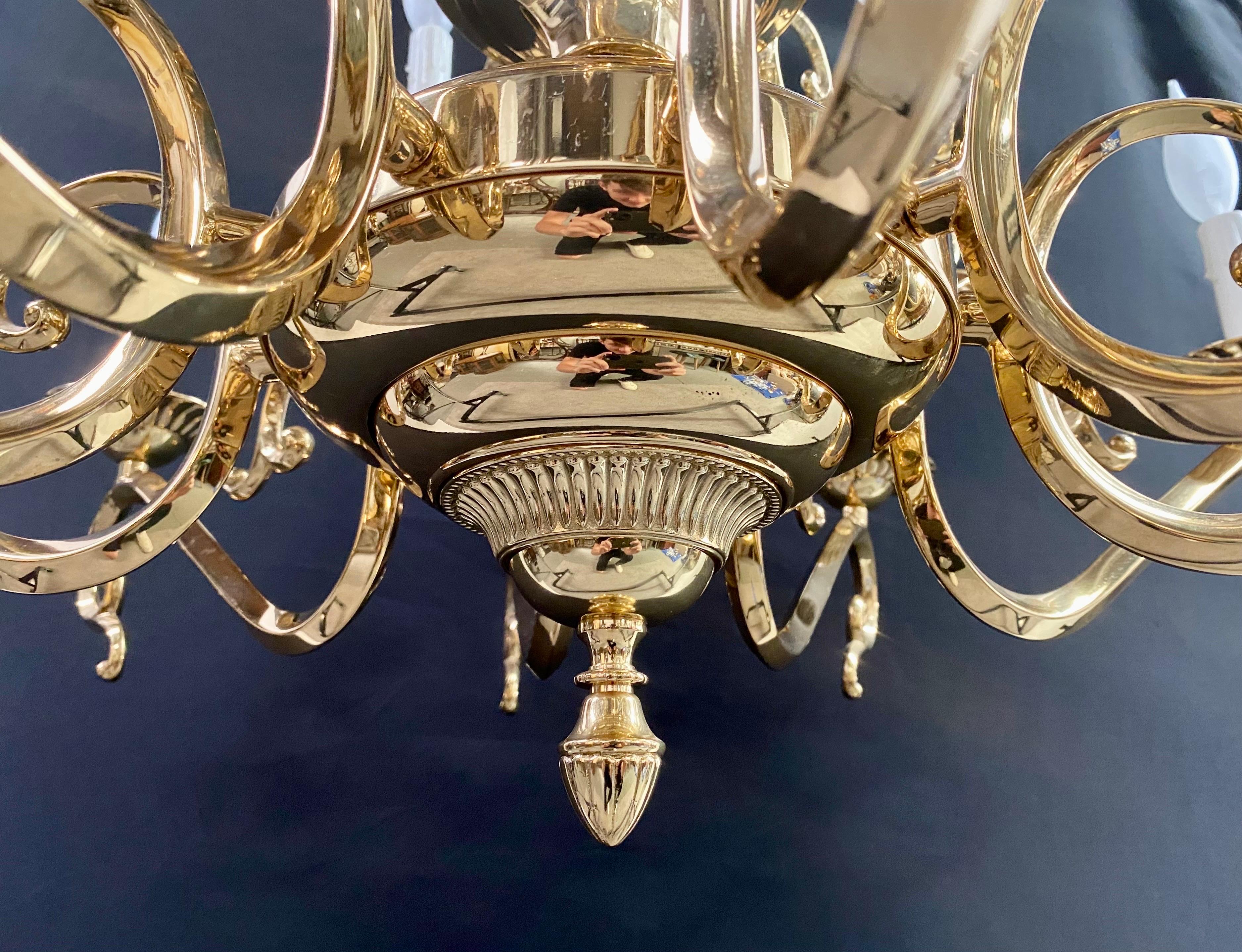 English Victorian Style Brass Chandelier, 15 Arms  For Sale 4