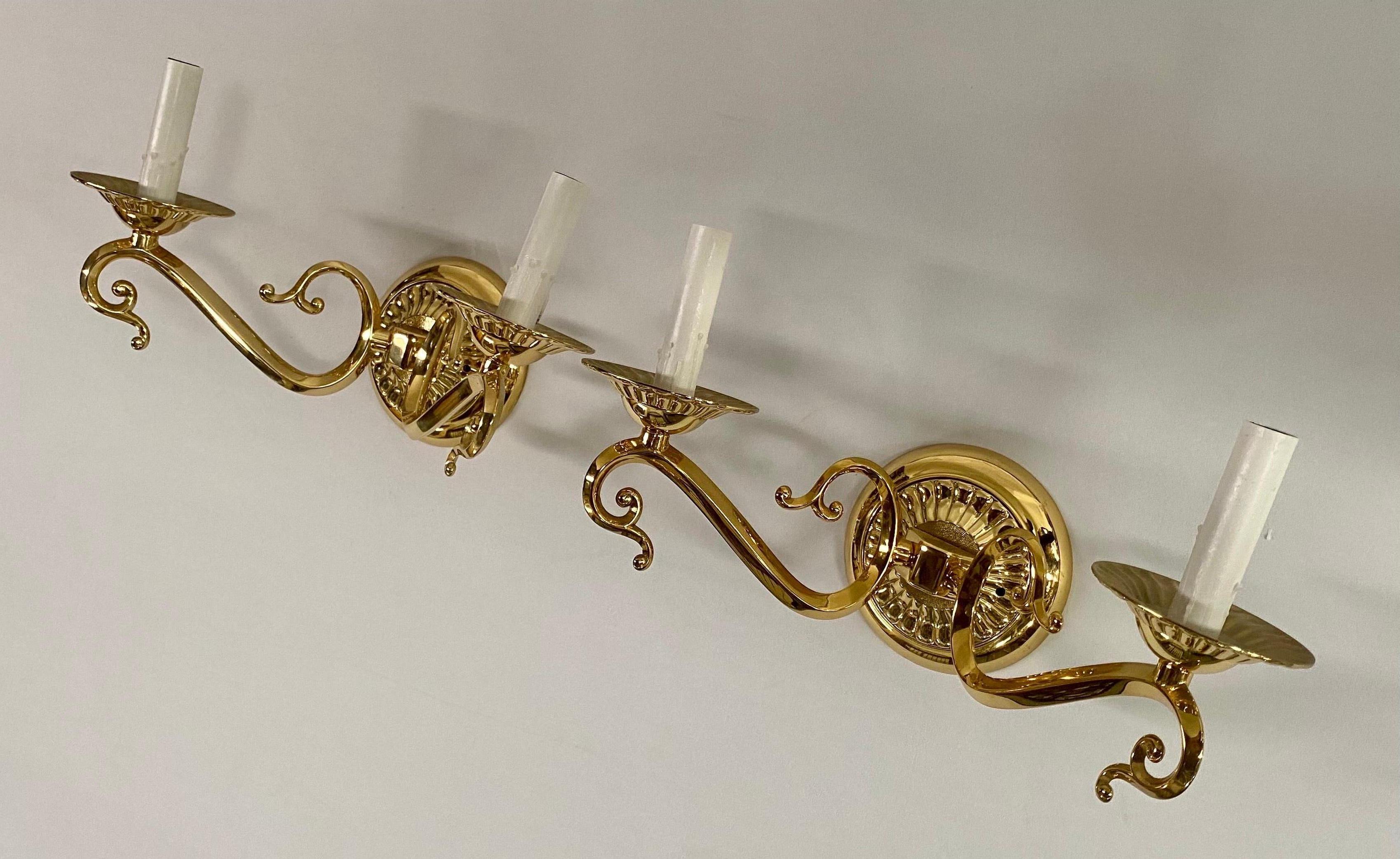 English Victorian Style Brass Sconce, a Pair  For Sale 8