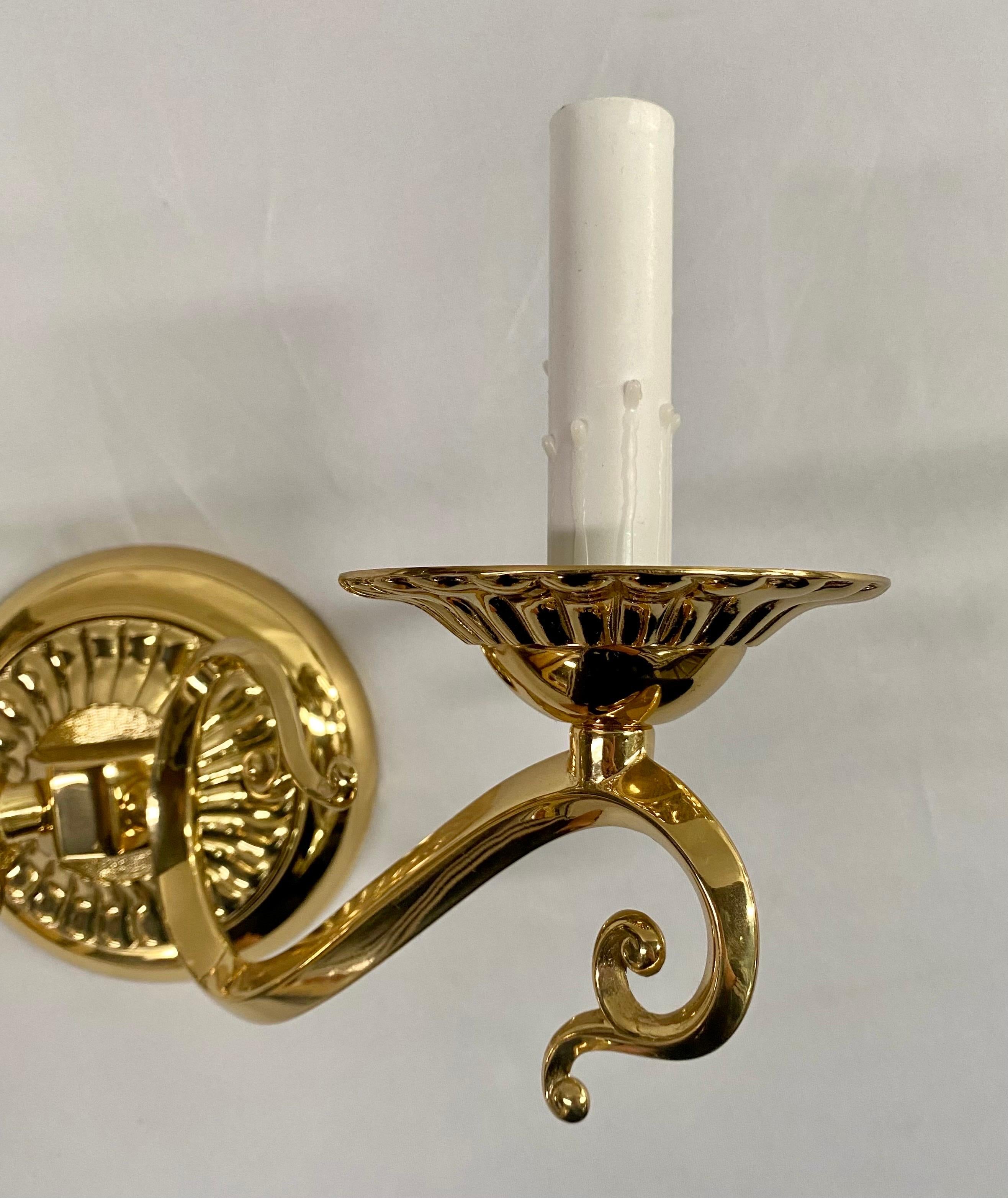English Victorian Style Brass Sconce, a Pair  For Sale 3