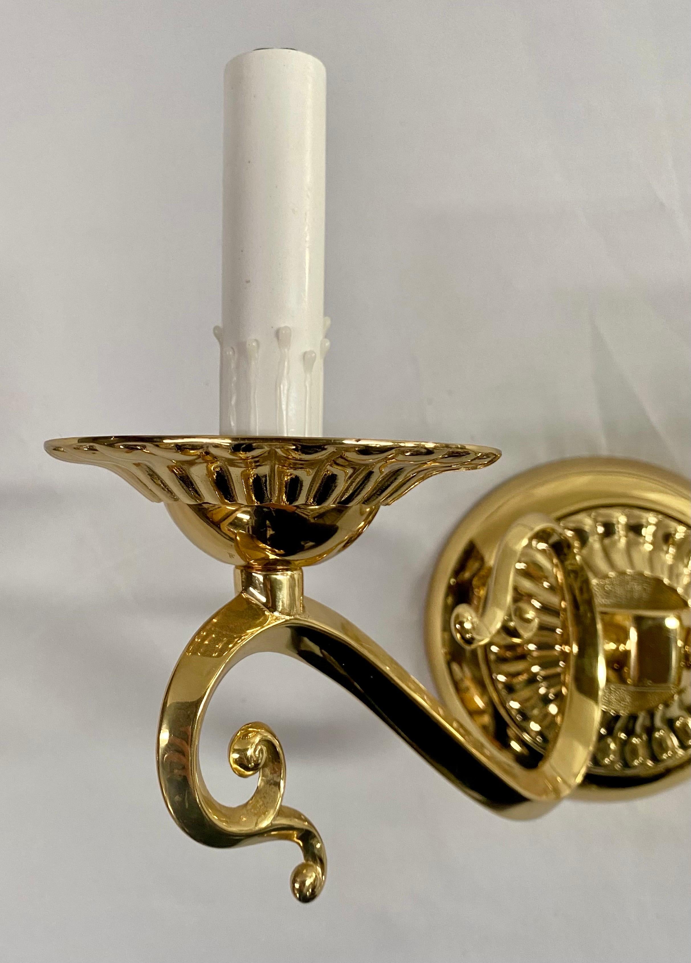 English Victorian Style Brass Sconce, a Pair  For Sale 4
