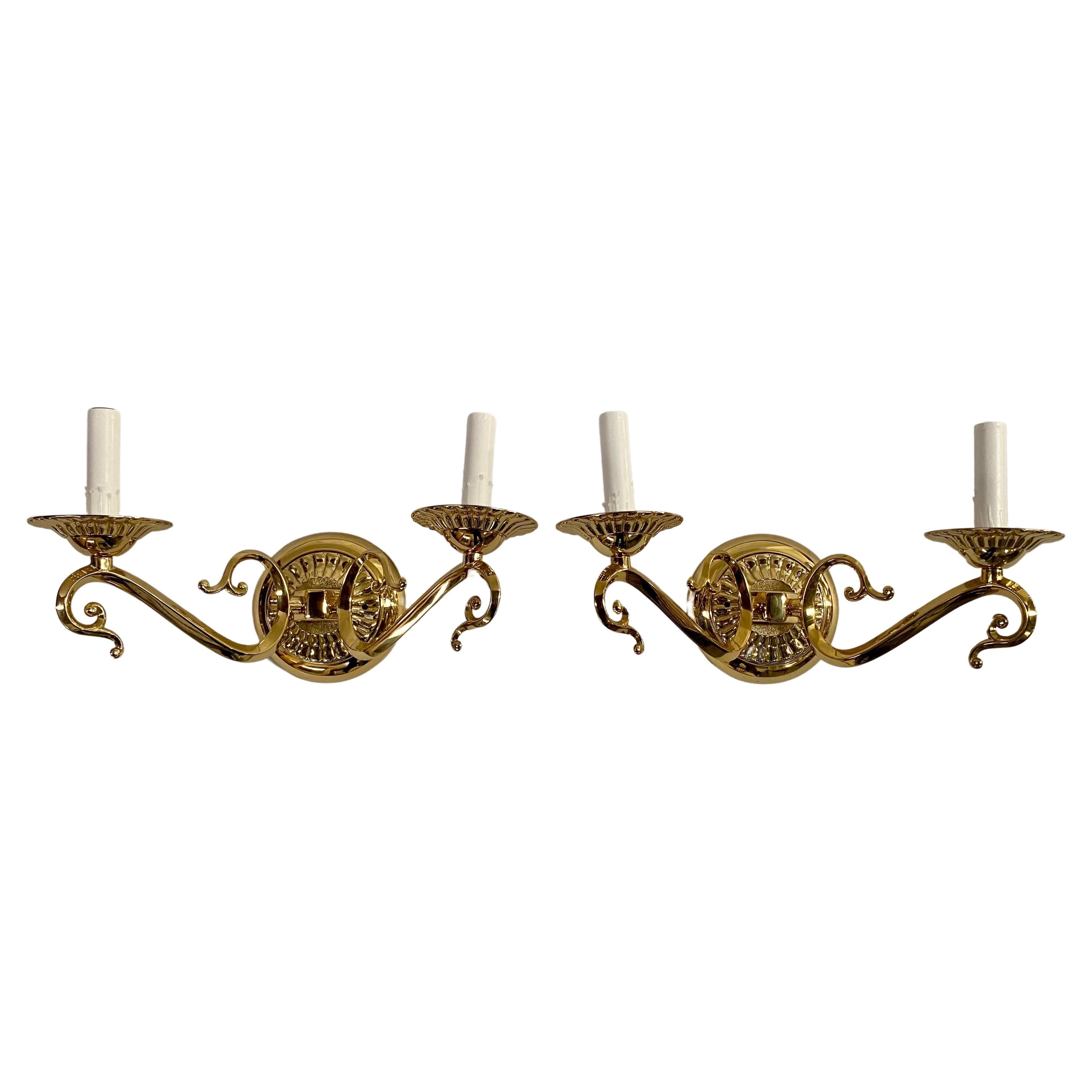 English Victorian Style Brass Sconce, a Pair  For Sale