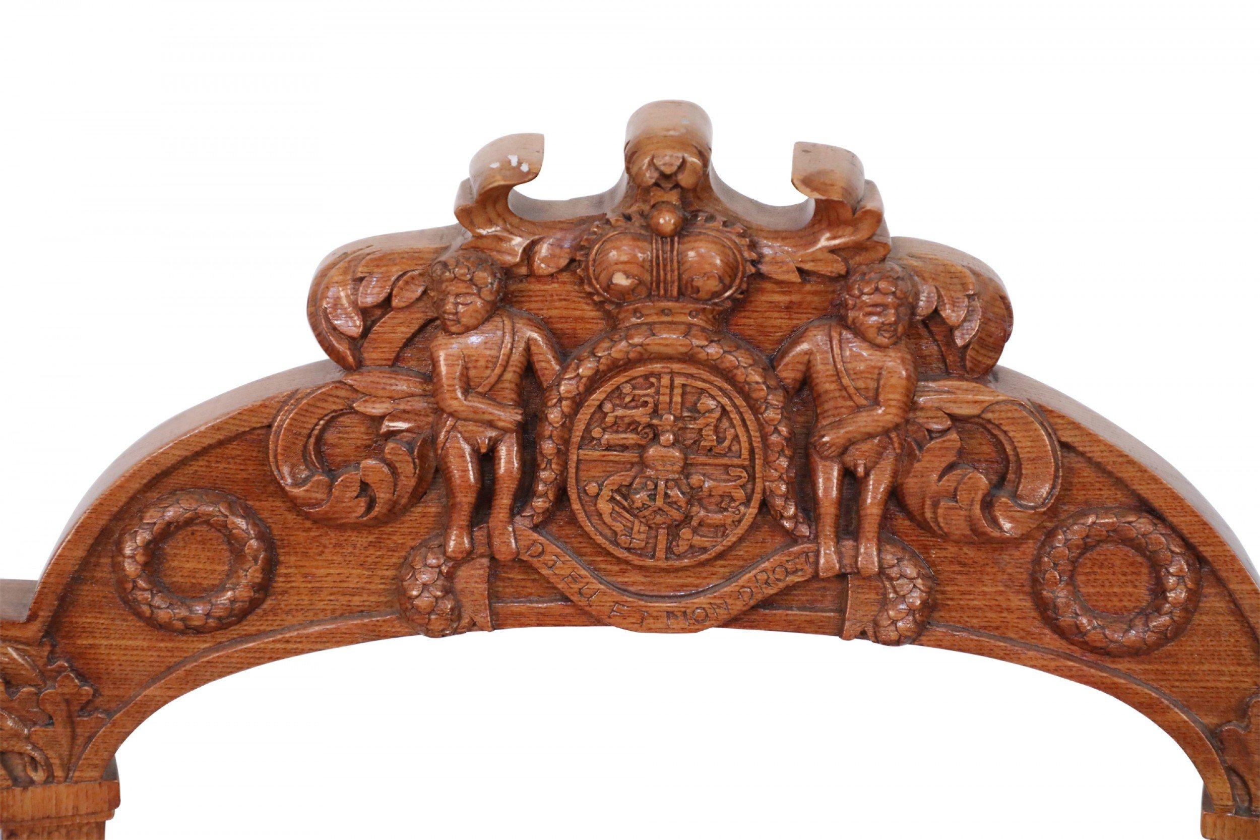 English Victorian Style Carved Wooden 