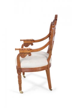 English Victorian Style Carved Wooden "Victory" Armchair